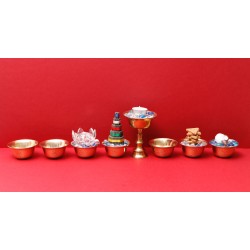 7 offering bowls, brass